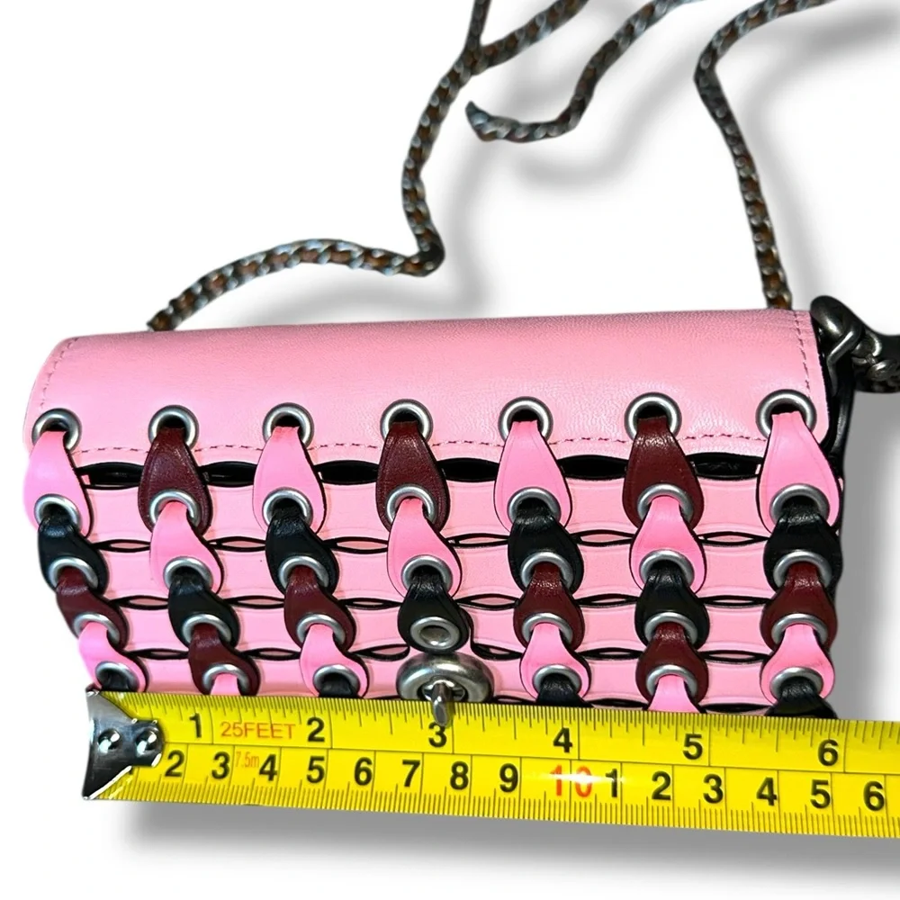Coach Pink Woven-Link Crossbody with Multicolor Chain Accents